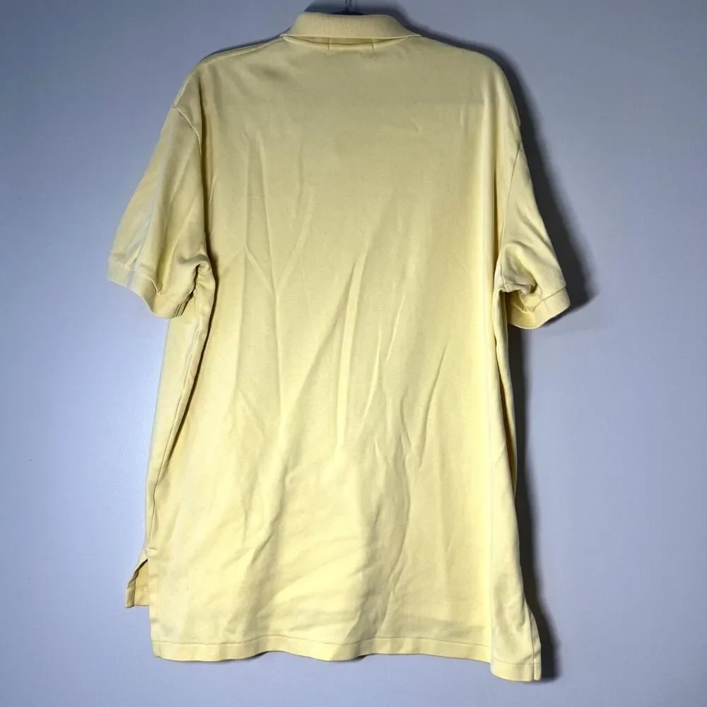 Ralph Lauren Polo Shirt Mens L Yellow Cotton Blue Label Short Sl Preppy Casual